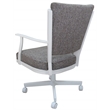 Montana Swivel Dining Caster Chair - Mojave Gray Fabric - White Metal