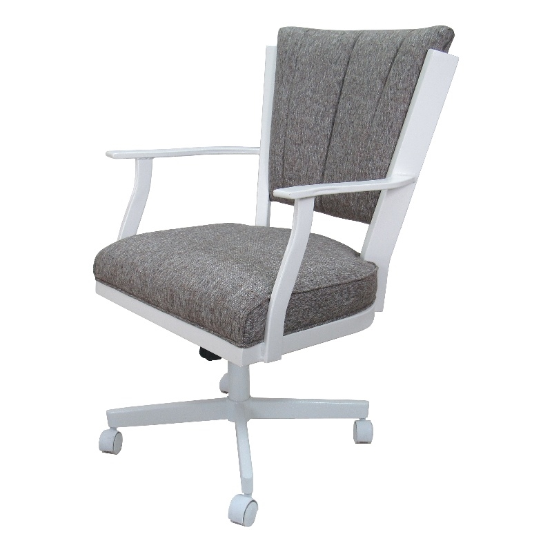 Montana Swivel Dining Caster Chair - Mojave Gray Fabric - White Metal