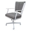 Montana Swivel Dining Caster Chair - Mojave Gray Fabric - White Metal