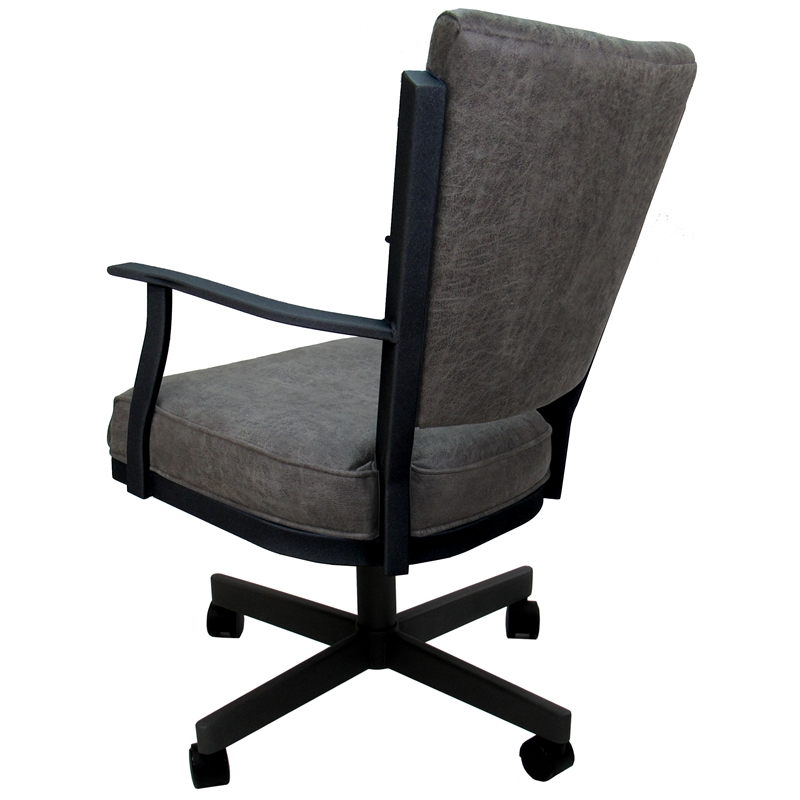 Montana Swivel Dining Caster Chair - NW Elk Charcoal Fabric - Black Metal