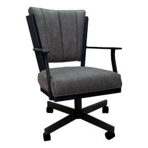 Montana Swivel Dining Caster Chair - NW Elk Charcoal Fabric - Black Metal