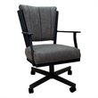 Montana Swivel Dining Caster Chair - NW Elk Charcoal Fabric - Black Metal
