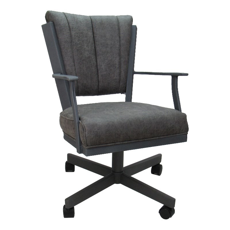 Montana Swivel Dining Caster Chair - NW Elk Charcoal Fabric - Gray Metal