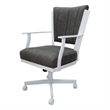 Montana Swivel Dining Caster Chair - NW Elk Charcoal Fabric - White Metal