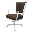 Montana Swivel Dining Caster Chair - NW Whiskey Tobacco Fabric - White Metal
