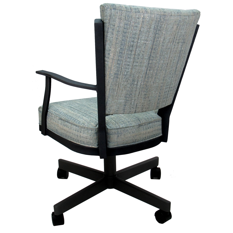 Montana Swivel Dining Caster Chair - Watusi Aqua Fabric - Black Metal