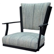 Montana Swivel Dining Caster Chair - Watusi Aqua Fabric - Black Metal