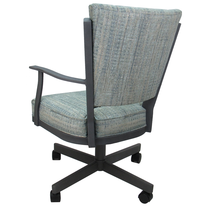 Montana Swivel Dining Caster Chair - Watusi Aqua Fabric - Gray Metal
