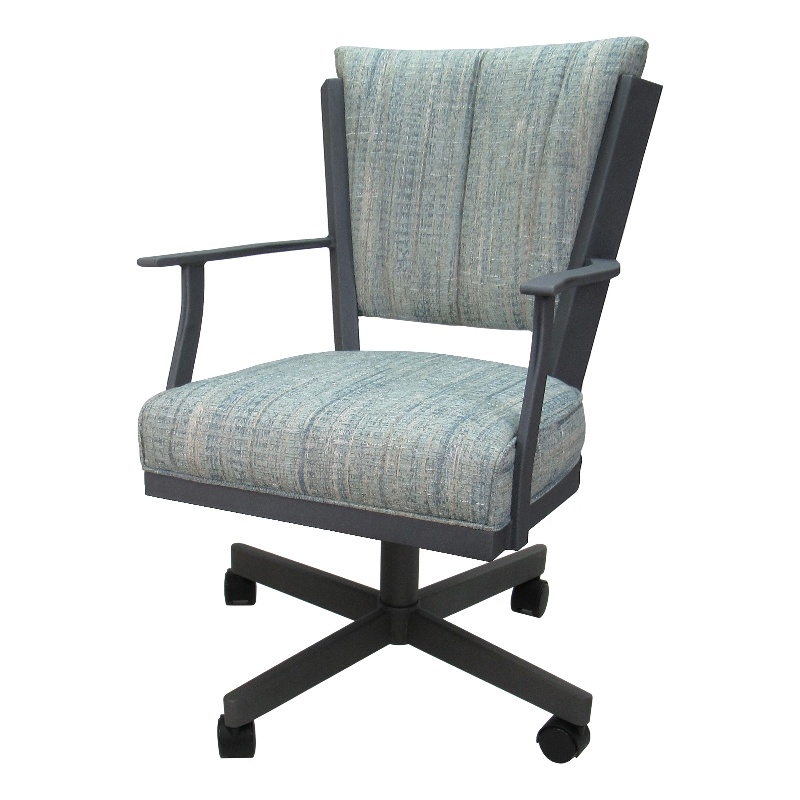 Montana Swivel Dining Caster Chair - Watusi Aqua Fabric - Gray Metal
