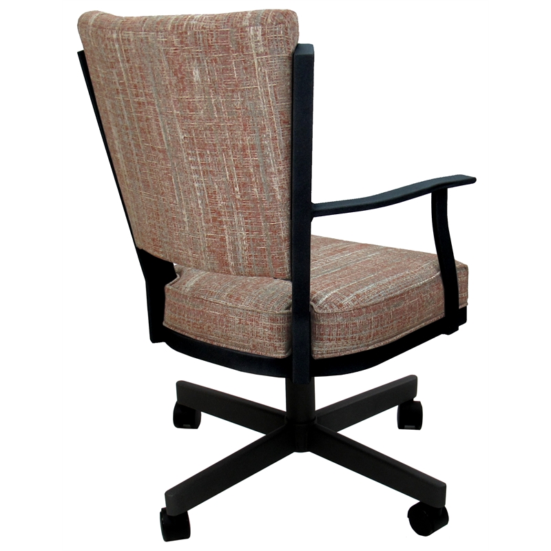 Montana Swivel Dining Caster Chair - Watusi Madder Red Fabric - Black Metal