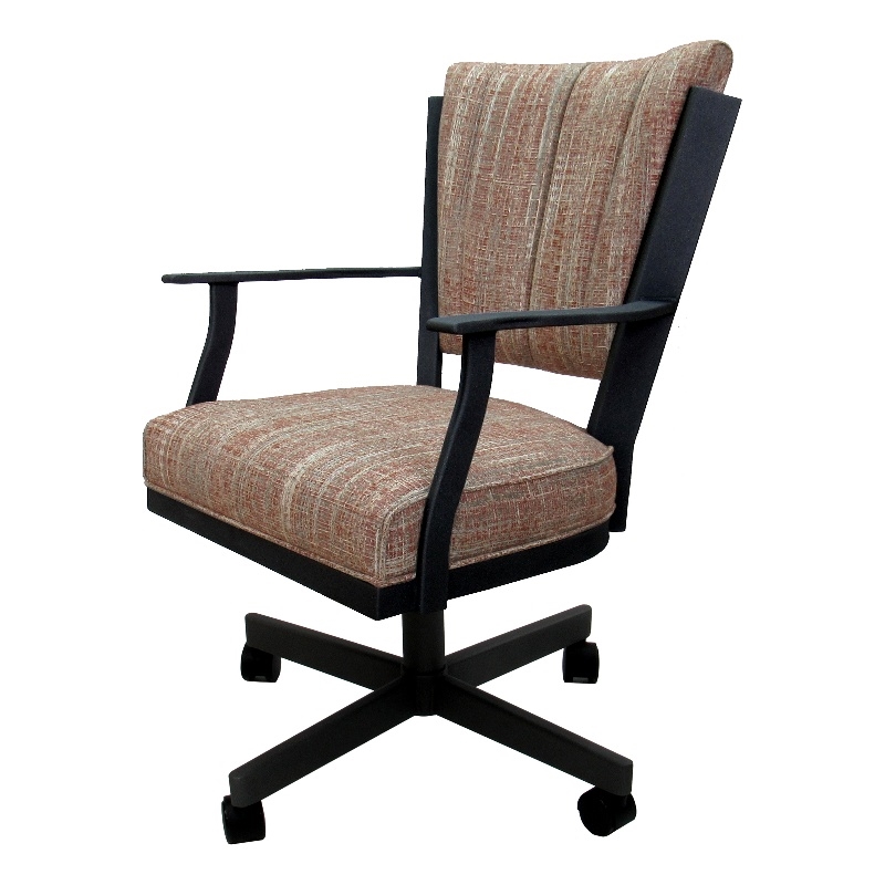Montana Swivel Dining Caster Chair - Watusi Madder Red Fabric - Black Metal