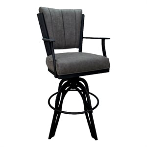 Swivel Tilt Counter Stool 26&quot Seat -Montana- Elk Charcoal Fabric - Black Metal
