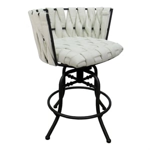 Metalona Swivel Tilt Counter Stool 26&quot Seat - White Vinyl - Black Metal Base