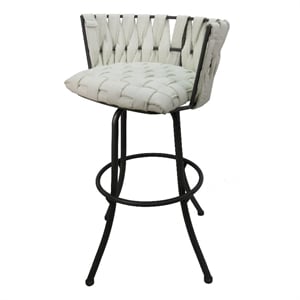 Metalona Extra Tall Bar Stool 34&quot Seat - White Vinyl - Gray Metal Base