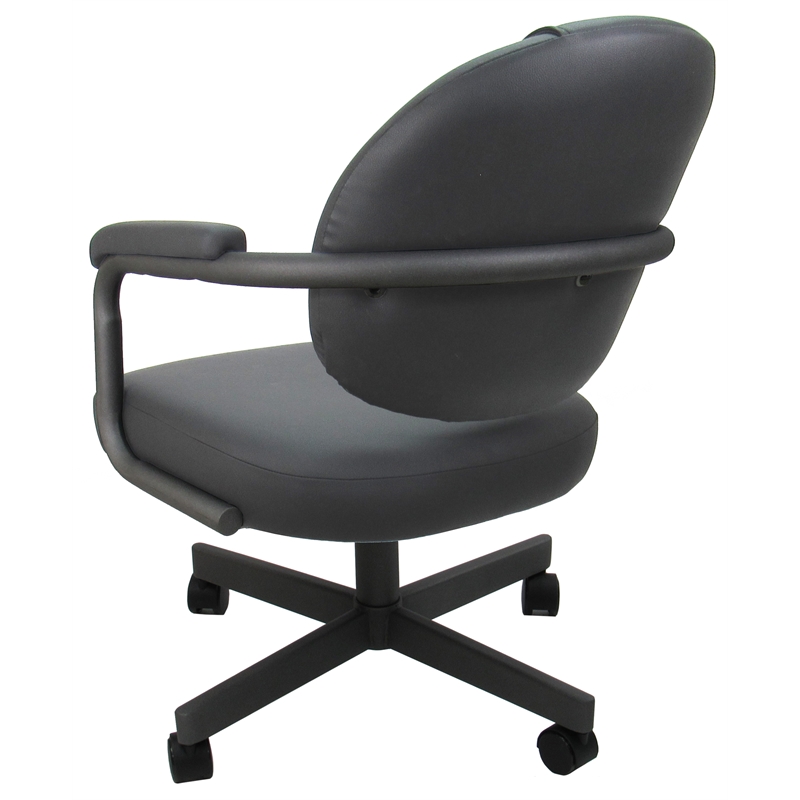 Swivel Dining Caster Chair - M-70 - Gray Vinyl - Gray Metal Base