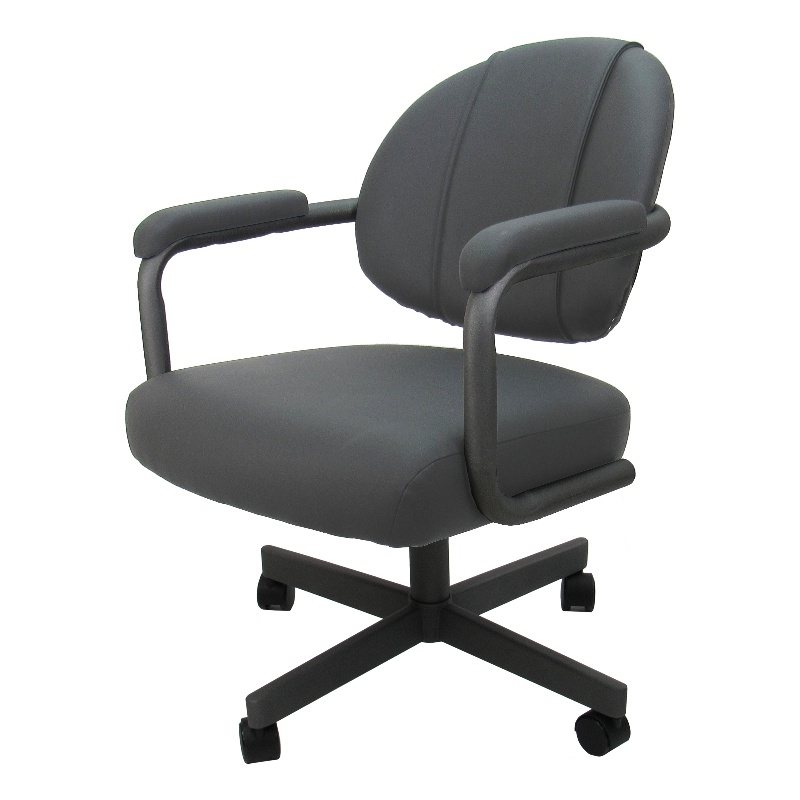 Swivel Dining Caster Chair - M-70 - Gray Vinyl - Gray Metal Base