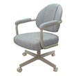 Swivel Dining Caster Chair - M-70 - Hemsath Slate Fabric - Beige Metal