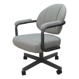 Swivel Dining Caster Chair - M-70 - Hemsath Slate Fabric - Gray Metal