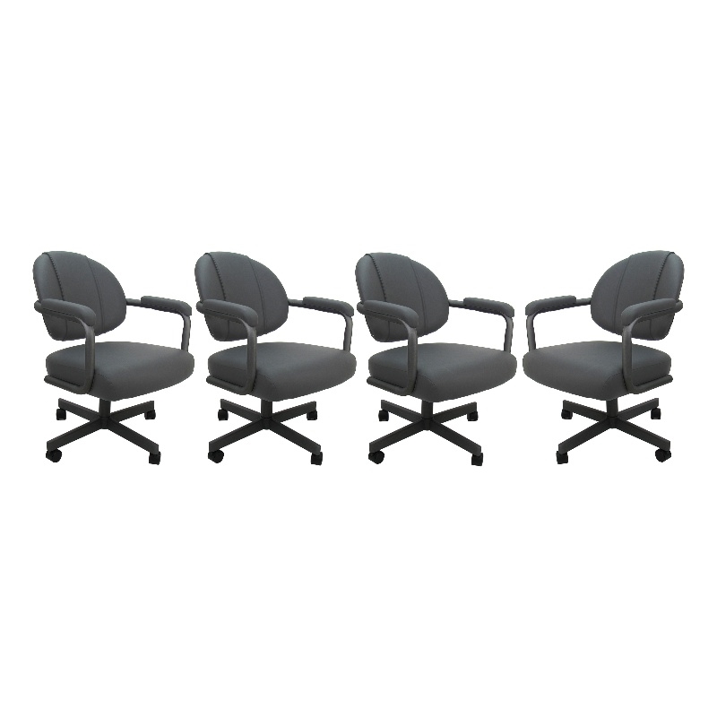 4 - Swivel Metal Dining Caster Chair M-70 - Grey Vinyl - Grey