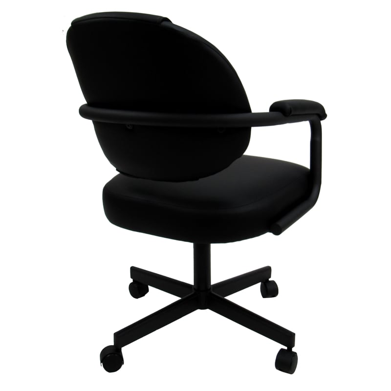 4 - Swivel Metal Dining Caster Chair M-70 - Black Vinyl on Black Chairs