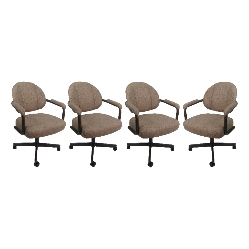 4 - Swivel Metal Dining Caster Chair M-70 - Basin Beige on Coffee Chairs