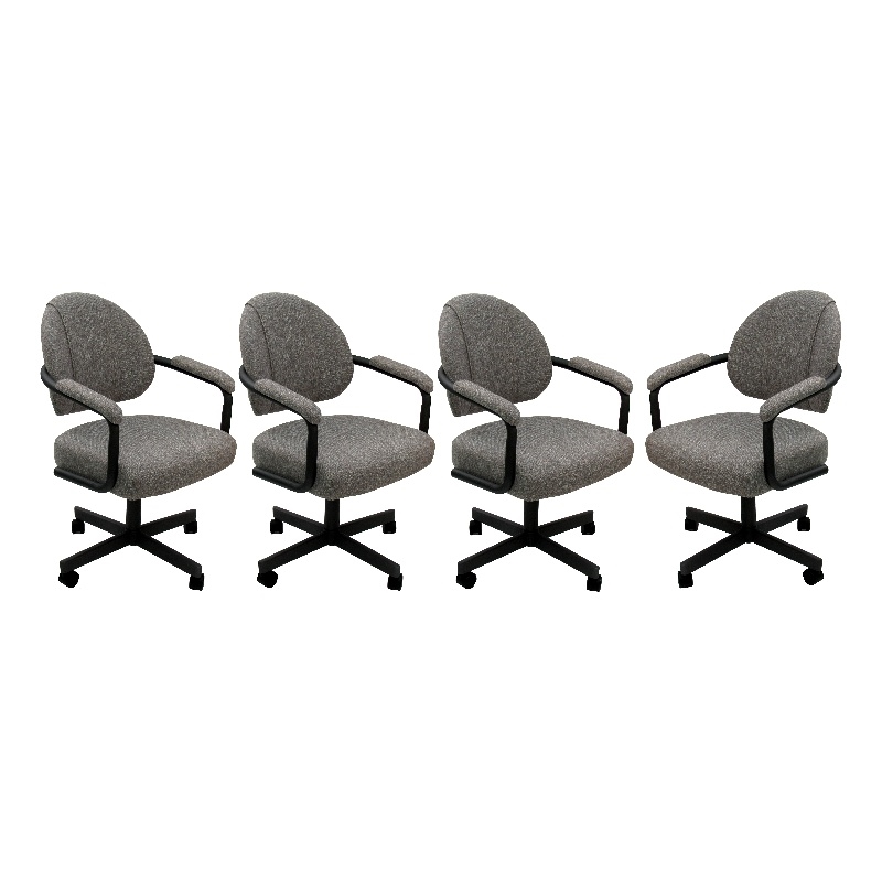 4 - Swivel Metal Dining Caster Chair M-70 - Mojave Gray on Black Chairs