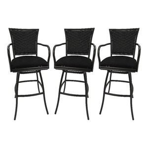 Set of 3 - Outdoor Indoor 30&quot Bar Stool - Erin on Brown Frame