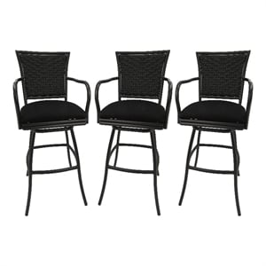 Set of 3 - Outdoor Indoor Extra Tall 34&quot Bar Stool - Erin on Brown Frame