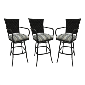 Set of 3 - Outdoor Indoor Extra Tall 34&quot Bar Stool - Erin on Brown Frame