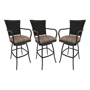Set of 3 - Outdoor Indoor Extra Tall 34&quot Bar Stool - Erin on Brown Frame