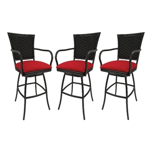 Set of 3 - Outdoor Indoor Extra Tall 34&quot Bar Stool - Erin on Brown Frame
