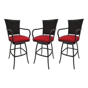 Set of 3 - Outdoor Indoor Extra Tall 34&quot Bar Stool - Erin on Black Frame