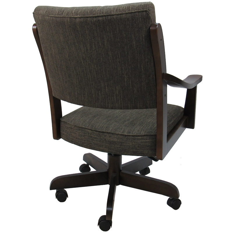 Casa Caster Solid Wood Dining Chair - Sanora Brown Fabric - Brown Honey