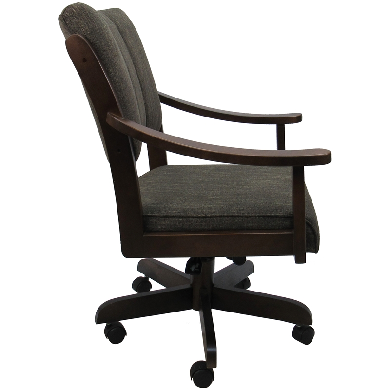 Casa Caster Solid Wood Dining Chair - Sanora Brown Fabric - Brown Honey