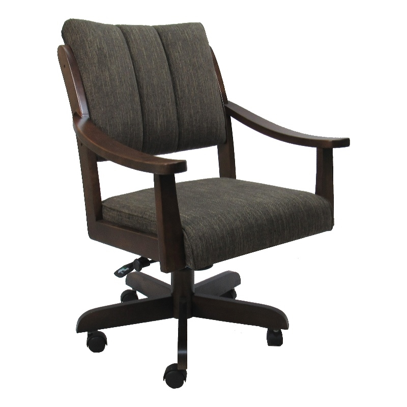 Casa Caster Solid Wood Dining Chair - Sanora Brown Fabric - Brown Honey