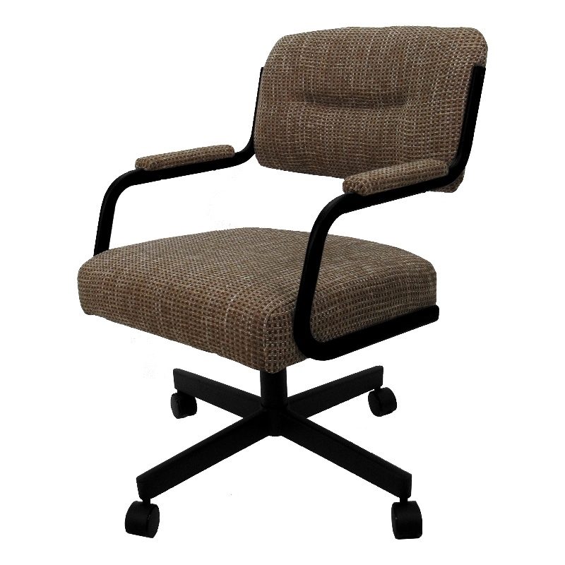 Swivel Metal Caster Dining Chair M-110 - Checkered - Black