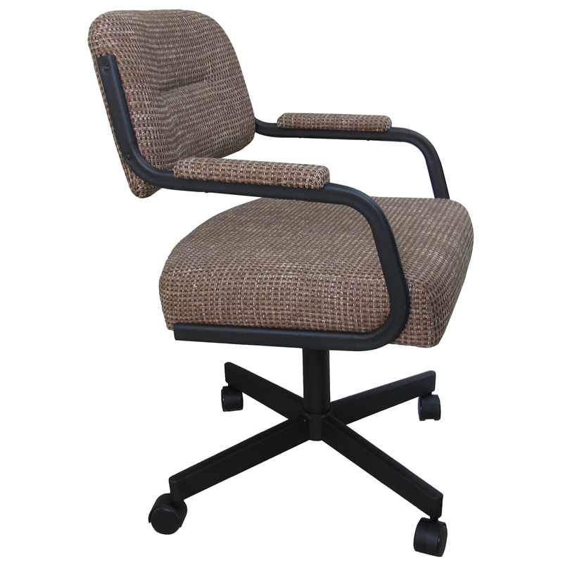 Swivel Metal Caster Dining Chair M-110 - Checkered - Brown