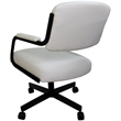Swivel Metal Caster Dining Chair M-110 - Ocean Beige Vinyl - Black
