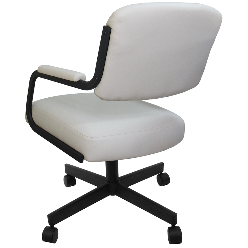 Swivel Metal Caster Dining Chair M-110 - Ocean Beige Vinyl - Grey