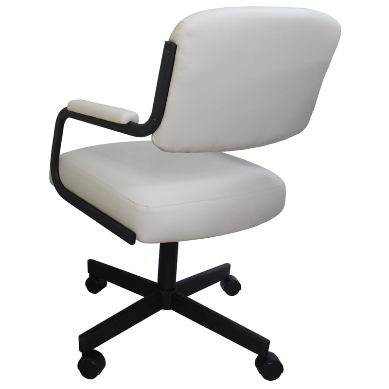 Swivel Metal Caster Dining Chair M-110 - Ocean Beige Vinyl - Brown