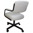 Swivel Metal Caster Dining Chair M-110 - Ocean Beige Vinyl - Brown
