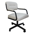 Swivel Metal Caster Dining Chair M-110 - Ocean Beige Vinyl - Brown