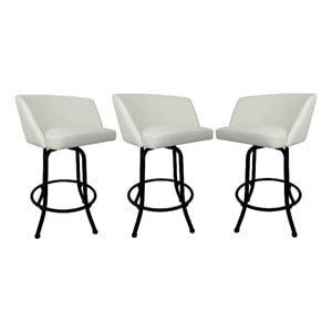 Tobias Designs Swivel Extra Tall Vinyl & Metal Bar Stool Black/White Set of 3