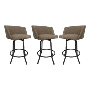Tobias Designs Swivel Extra Tall Fabric & Metal Bar Stool Beige/Grey Set of 3