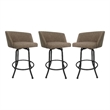 Tobias Designs Swivel Extra Tall Fabric & Metal Bar Stool Beige/Grey Set of 3