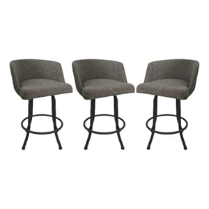 Tobias Designs Swivel Extra Tall Fabric & Metal Bar Stool Gray Set of 3