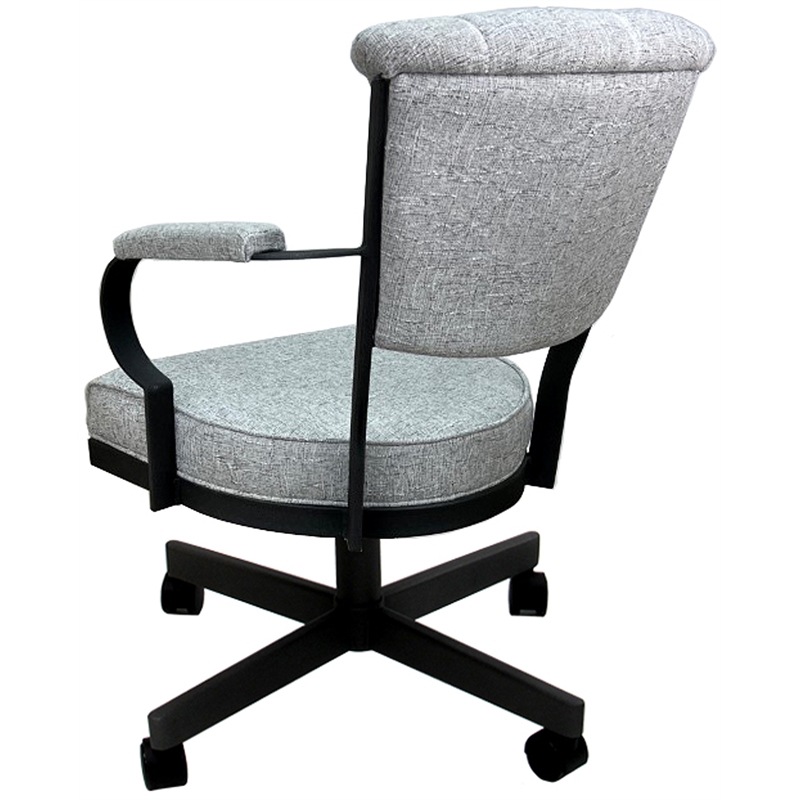Tobias Designs Swivel Fabric/Metal Caster Dining Chair in Slate/Black