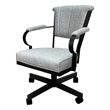 Tobias Designs Swivel Fabric/Metal Caster Dining Chair in Slate/Black