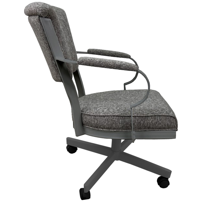Tobias Designs Swivel Fabric & Metal Caster Dining Chair Miami in Gray