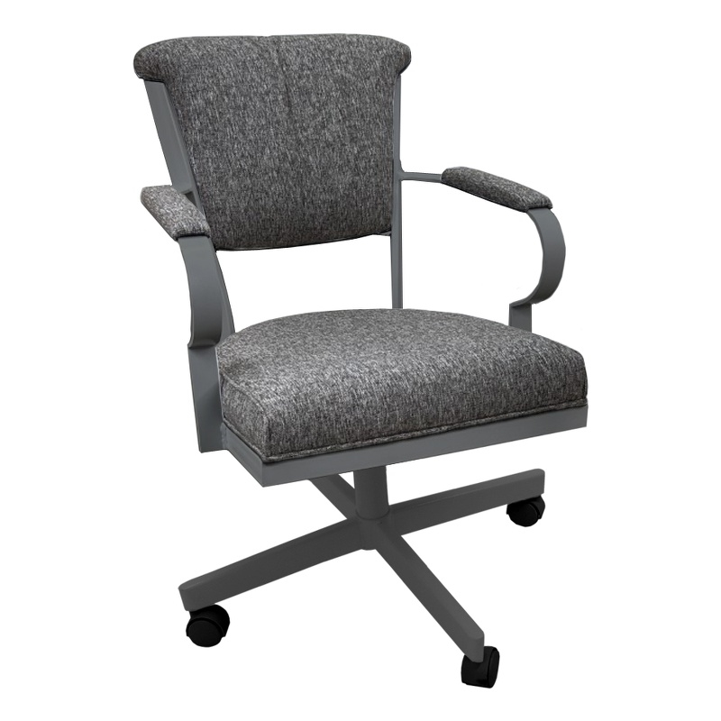 Tobias Designs Swivel Fabric & Metal Caster Dining Chair Miami in Gray